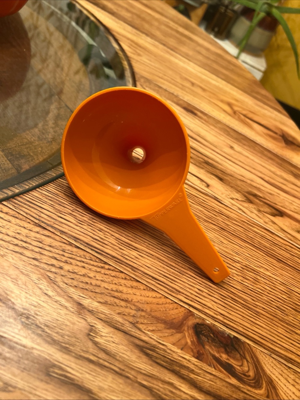 Tupperware Orange Plastic Funnel with Handle